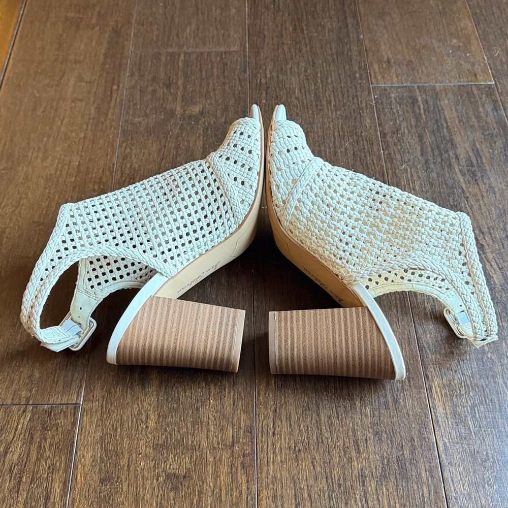 Sam Edelman Evie Cream Leather Woven Block Heel Slingback Sandal Women's 8.5 - Picture 11 of 13